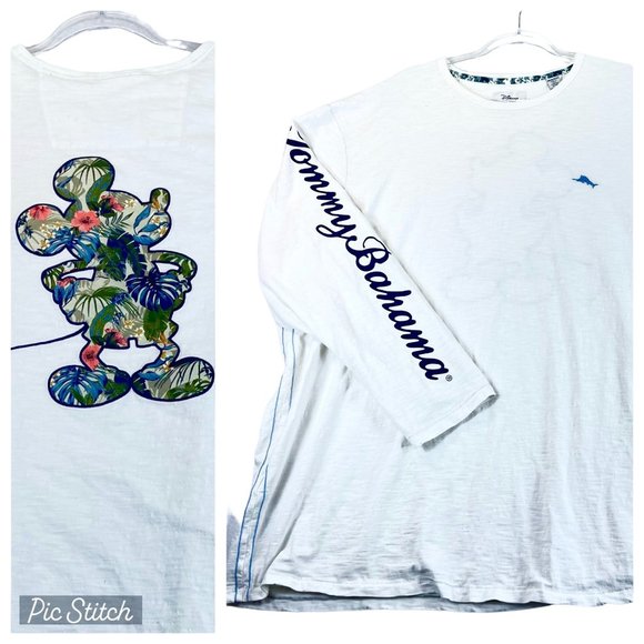 DISNEY x TOMMY BAHAMA Mens 3X Jungle Jubilee Mickey Applique Long Sleeve Shirt - Picture 1 of 11